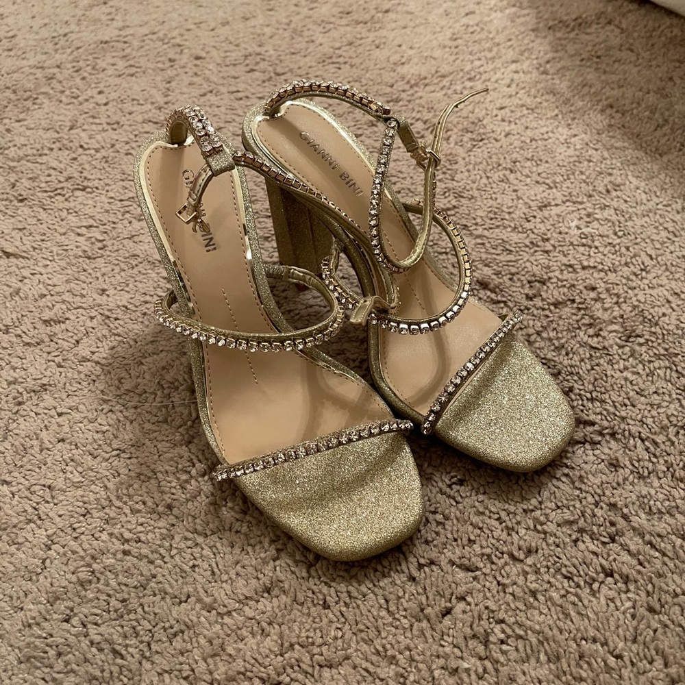 Light gold block high heels